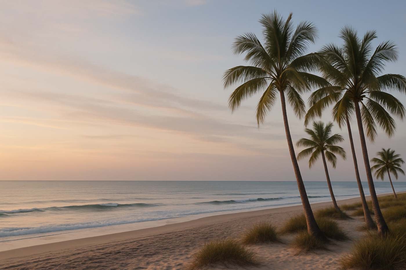 Coastal palm trees at dawn near Port St. Lucie, FL