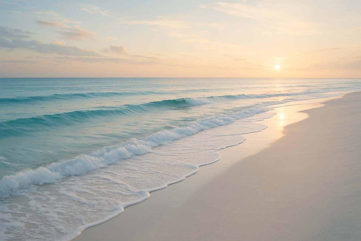 Calm waves on a white sand beach near Quitman, GA
